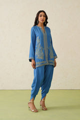 Cobalt Paisley Dhoti Set- Inchingindia