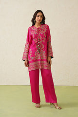 Noor Hot Pink Fusion Embroidered Set