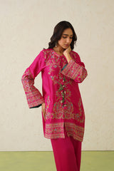 Noor Hot Pink Fusion Embroidered Set- Inchingindia