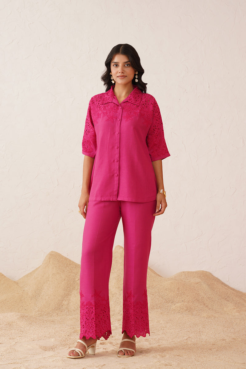 Hot Pink Cutwork Co-ord Set Online India 