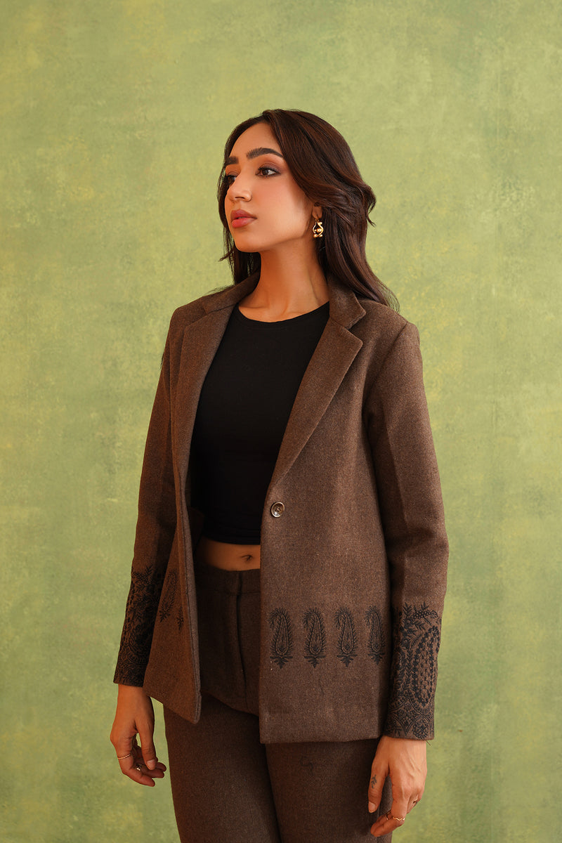 Merino Wool Embroidered Coat Set