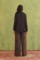 Black Top with Paisley Woven Pant