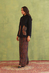 Black Corduroy Patchwork Top with Paisley Woven Pant