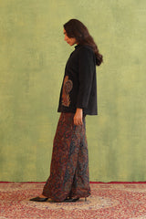 Black Corduroy Patchwork Top with Paisley Woven Pant