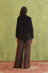 Black Corduroy Patchwork Top with Paisley Woven Pant