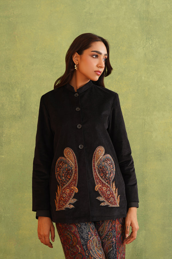 Beautiful Black Corduroy Patchwork Top For Women-Inching India 