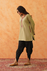 Safar Green Wool Set with Dhoti