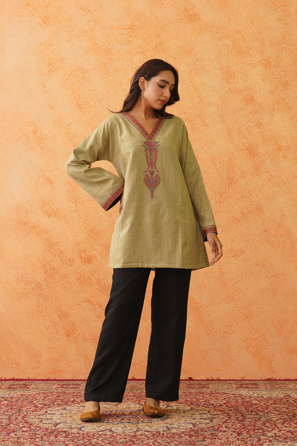 Green Wool Top | Stylish Wool Top for Women-Inching India