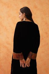 Black Velvet Suit with Woven Dupatta