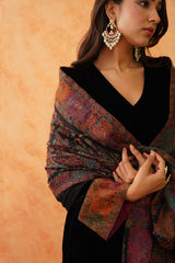 Black Velvet Suit with Woven Dupatta