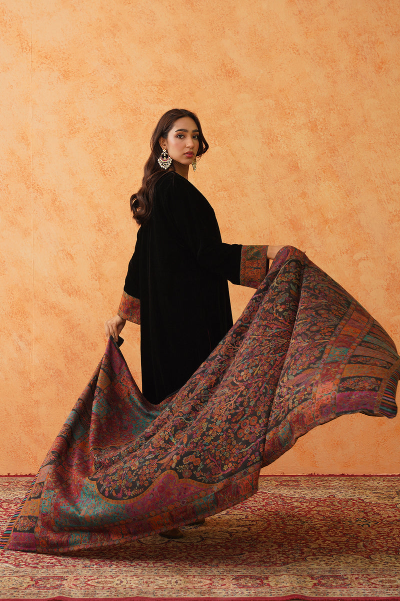 Black Velvet Suit with Woven Dupatta