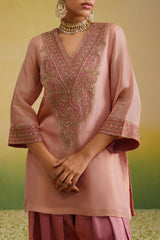 zardozi neckline of tissue kurta