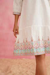 Cream Cross Stitch Embroidered Dress