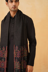 Black Classic Motif Shawl for Men- Inchingindia