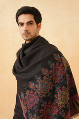 Black Classic Motif Shawl for Men- Inchingindia