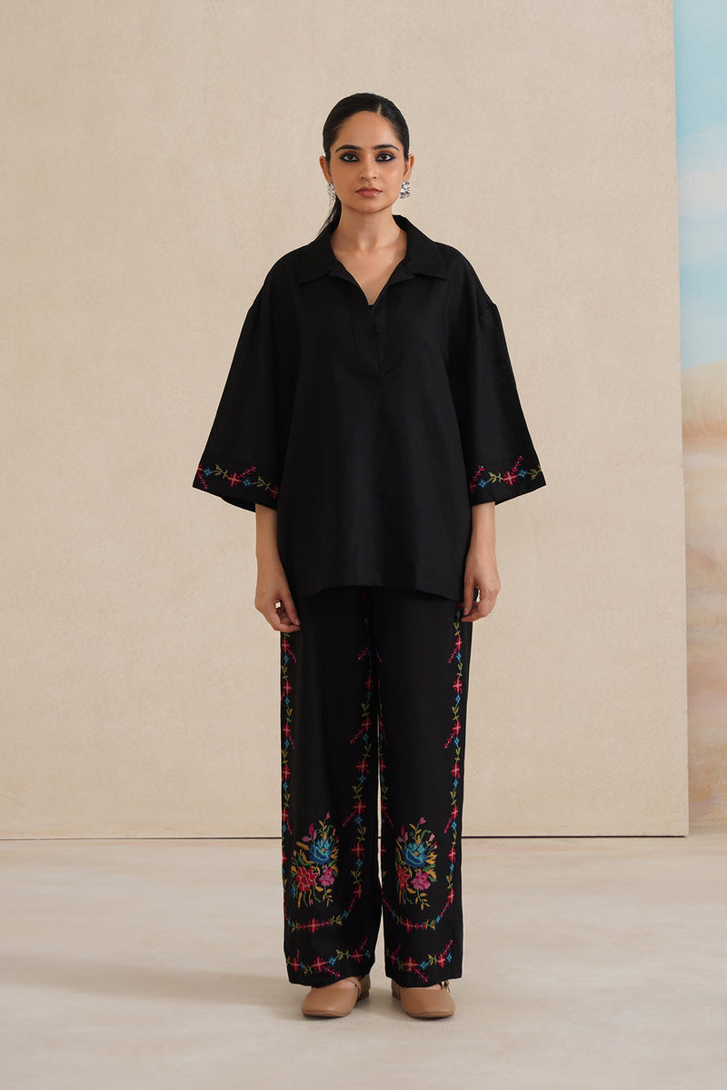 Mehak Black Cross Stitch Co-ord Set