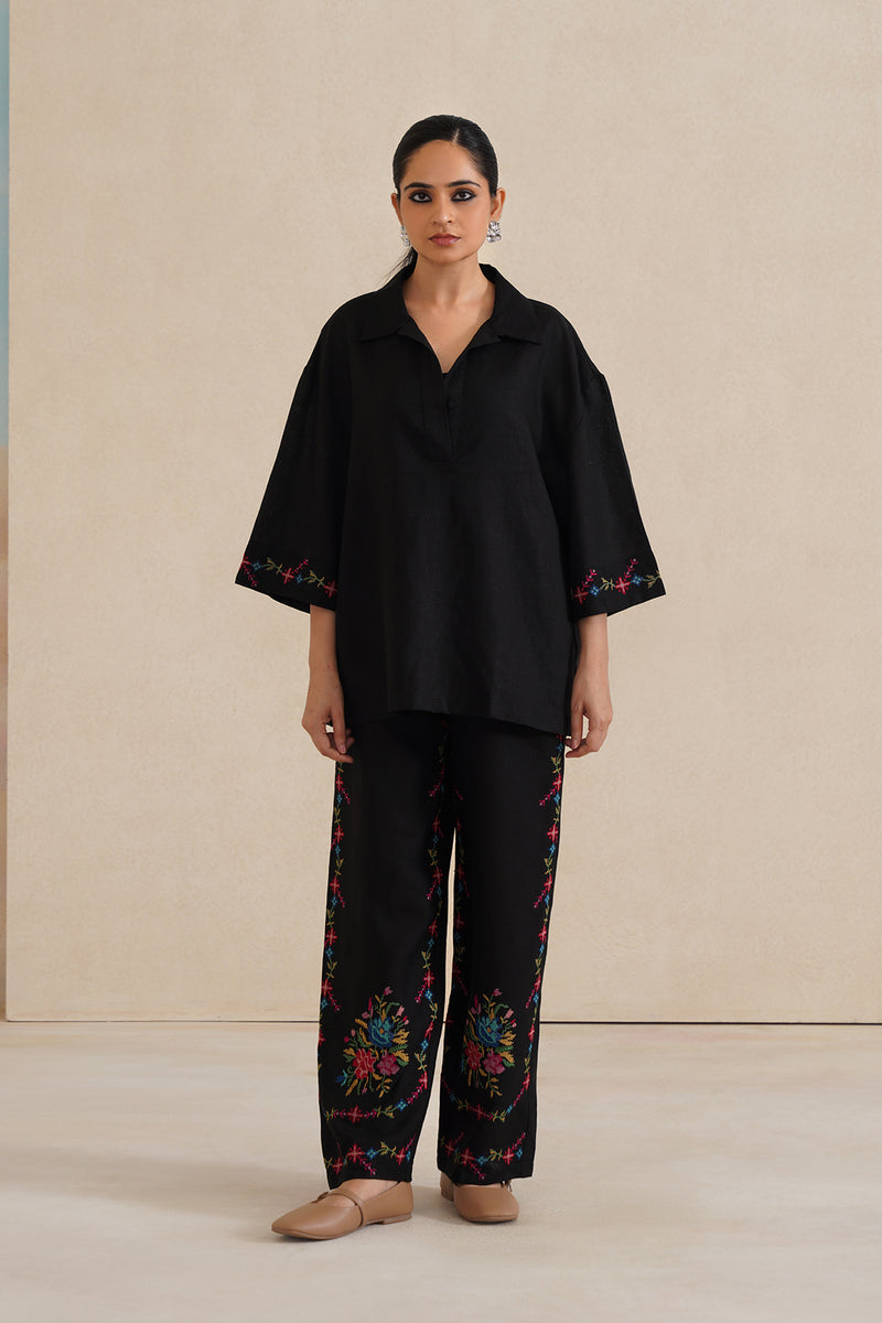 Mehak Black Cross Stitch Co-ord Set