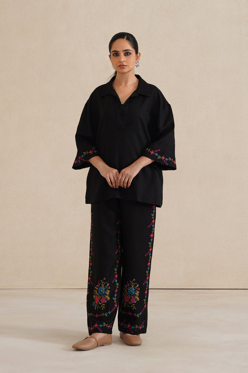 Mehak Black Cross Stitch Co-ord Set