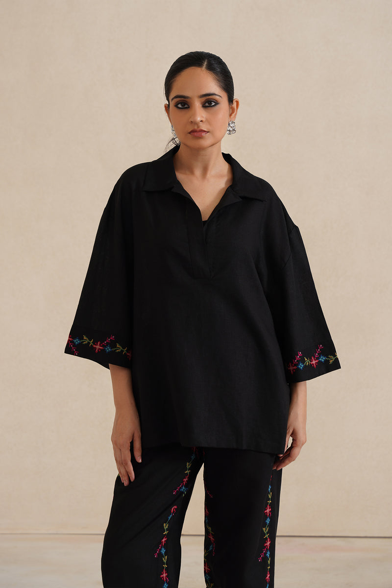 Mehak Black Cross Stitch Co-ord Set