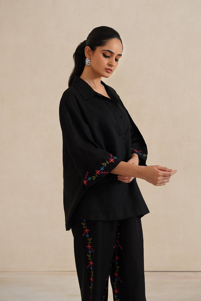 Mehak Black Cross Stitch Co-ord Set