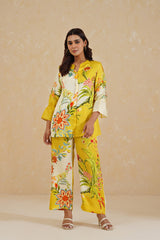 Yellow Cream Floral Printed Co-ord Set- Inchingindia