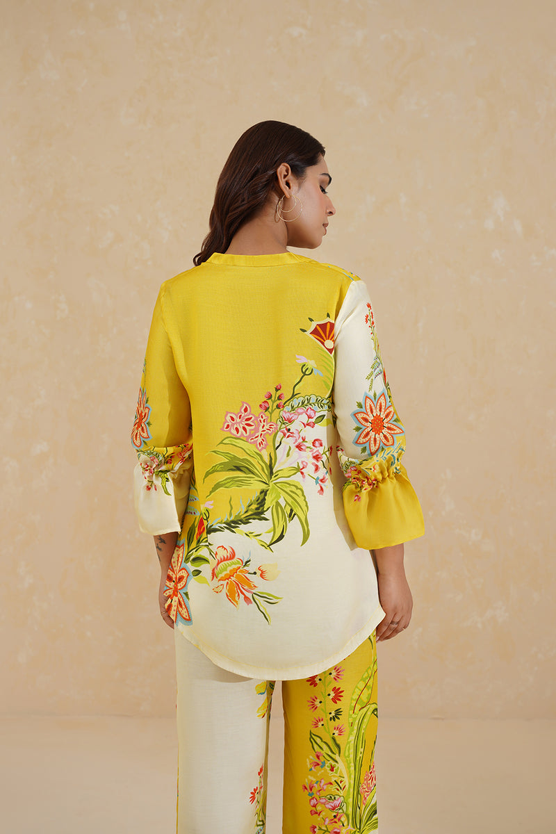 Yellow Cream Floral Printed Co-ord Set- Inchingindia