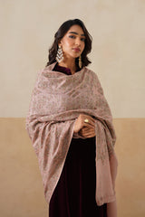 Mélange Pastel Pink Paisley-Jaal Shawl For Women