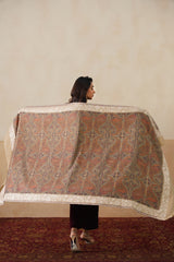 Darbar Parsi Border Pashmina Shawl  For Women (Beige)