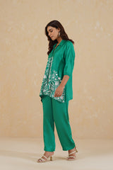 Emerald Green Embroidered co-ord Set- Inchingindia