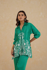 Emerald Green Embroidered co-ord Set- Inchingindia