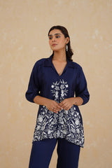 Blue Embroidered Co-Ord Set For Women's