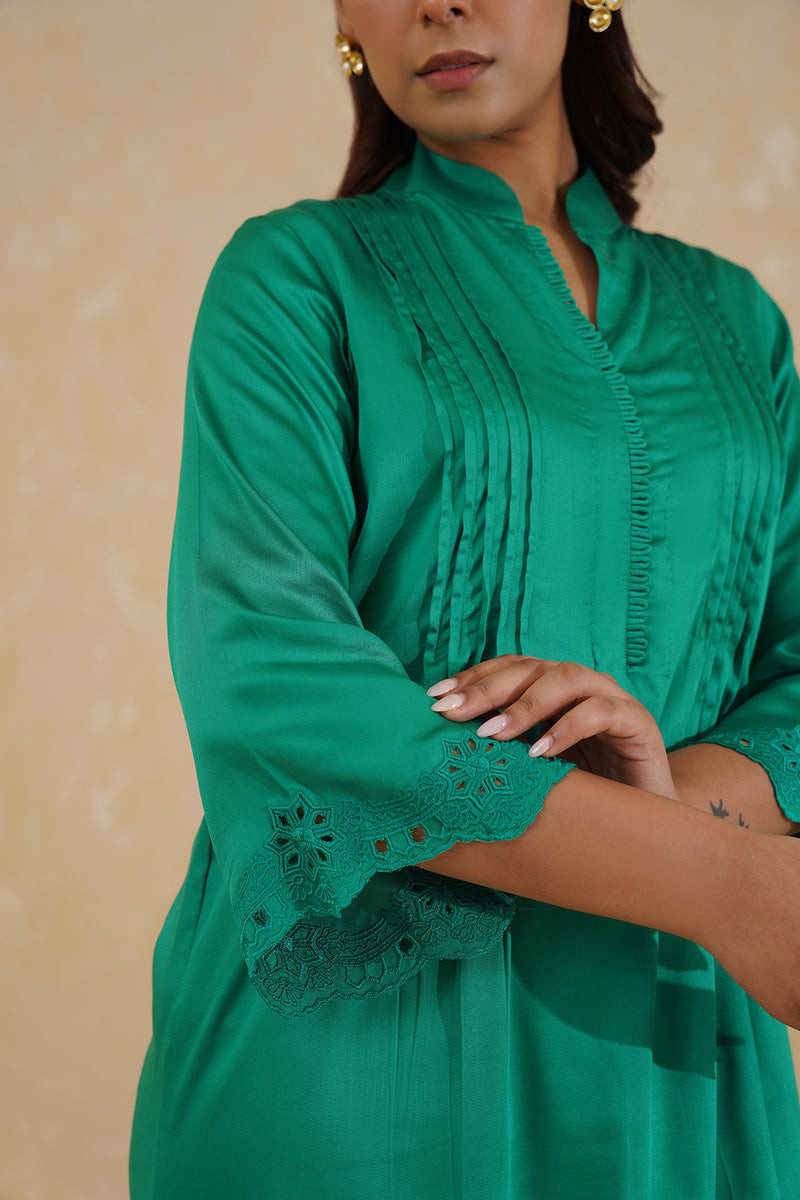 Emerald Green Embroidered Dhoti Set for women