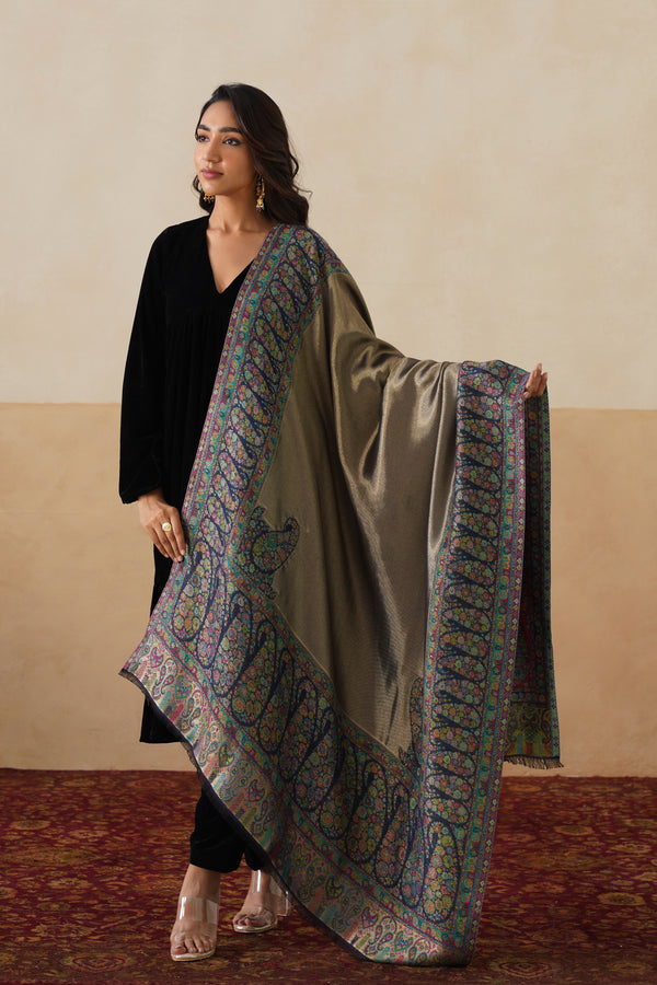 Royal Navy Kani Zari Reversible Shawl For Women