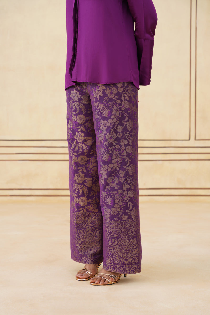Wine Shirt with Brocade Pants