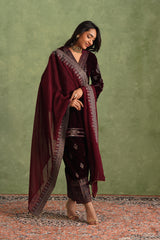 Aafreen Wine Velvet Suit