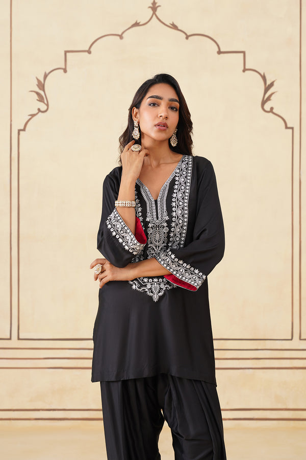 Meher Black Embroidered Farshi Salwar Set