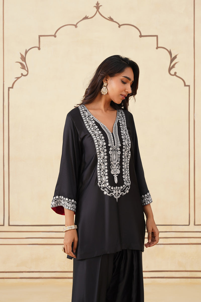Meher Black Embroidered Farshi Salwar Set