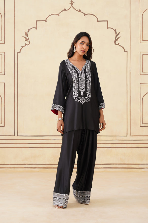 Meher Black Embroidered Farshi Salwar Set