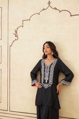 Meher Black Embroidered Farshi Salwar Set