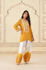Golden Yellow Embroidered Ombre Farshi Salwar Set