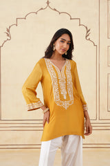 Golden Yellow Embroidered Ombre Farshi Salwar Set