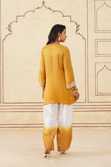 Golden Yellow Embroidered Ombre Farshi Salwar Set