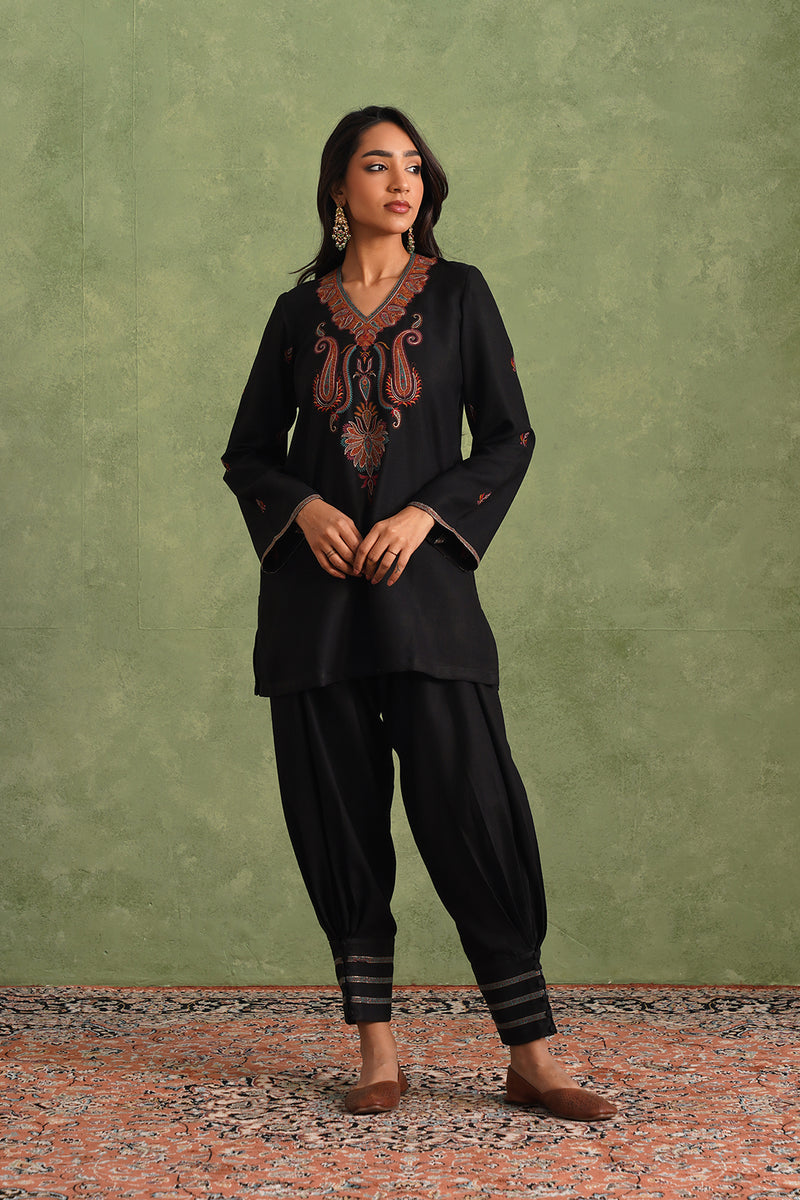 Aafreen Black Embroidered Harem Set