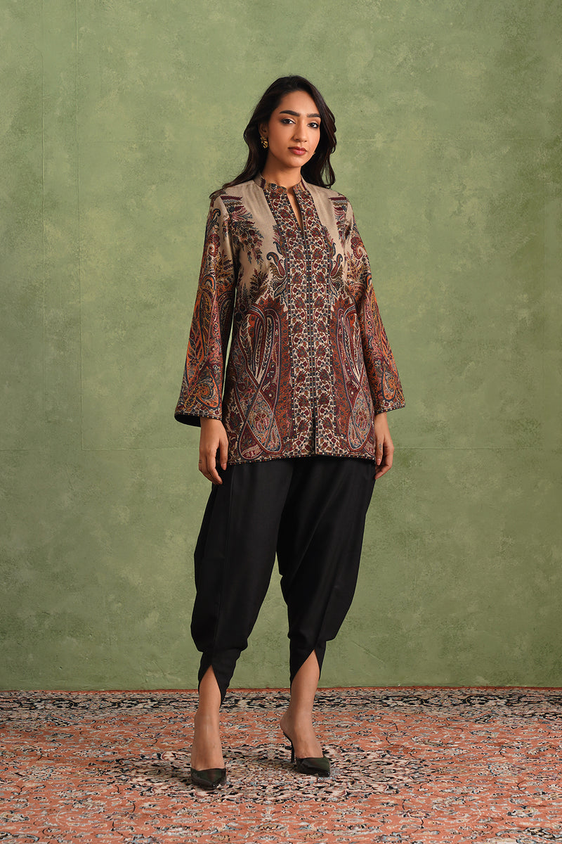 Cream Woven Dhoti Set