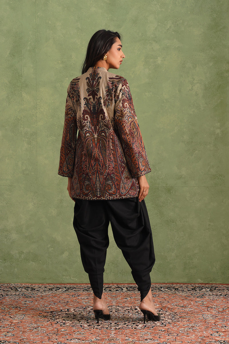 Cream Woven Dhoti Set