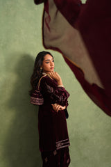 Aafreen Wine Velvet Suit