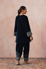 Aafreen Teal Blue Velvet Embroidered Set