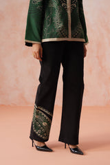 Bottle Green Coat with Corduroy Patchwork Bottom