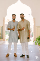 Pastel Banarasi Kurta Pant