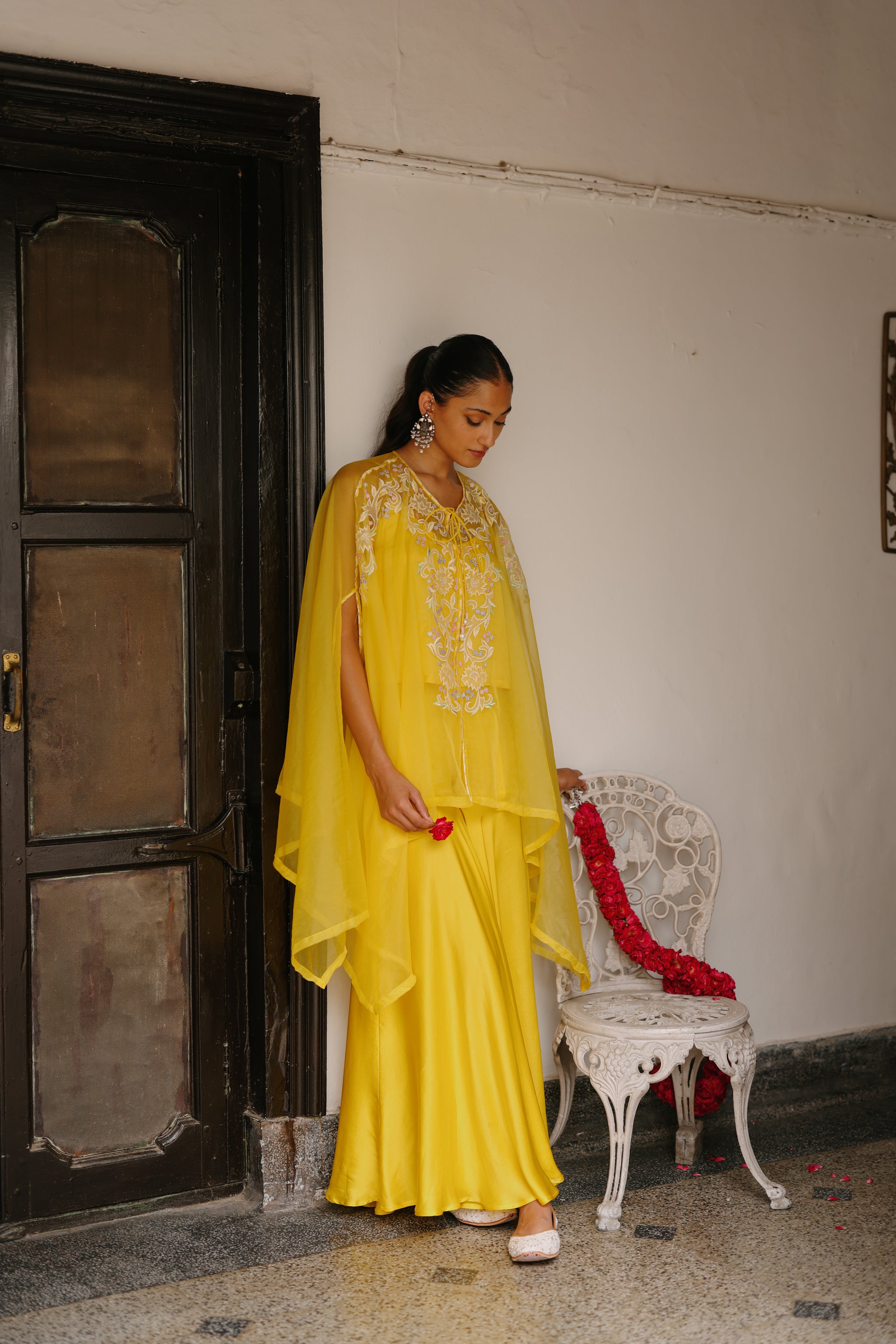 Green/Yellow TIE 'N' DYE ZONA Cape Sharara Set.